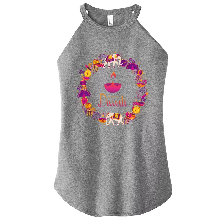 Happy Diwali Festival Of Lights Deepavali Hindu Indian Women’s Perfect Tri Rocker Tank