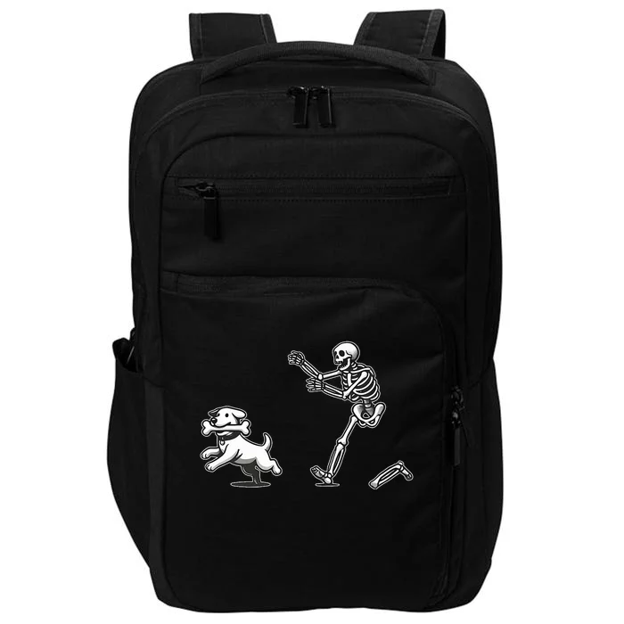 Halloween Dog Funny Skeleton Skeleton Chasing Dog Impact Tech Backpack