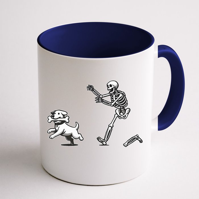 Halloween Dog Funny Skeleton Skeleton Chasing Dog Front & Back Coffee Mug