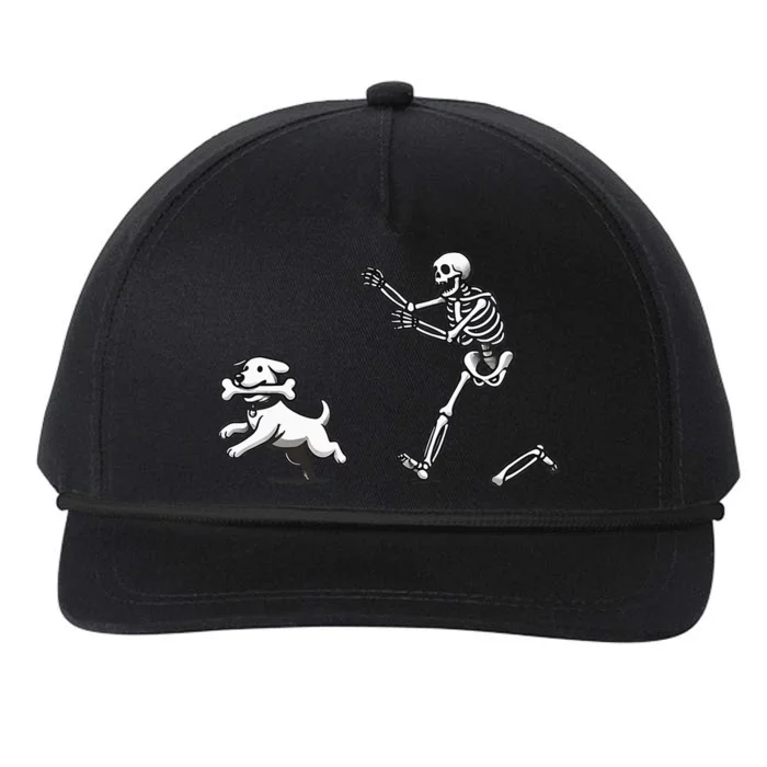 Halloween Dog Funny Skeleton Skeleton Chasing Dog Snapback Five-Panel Rope Hat