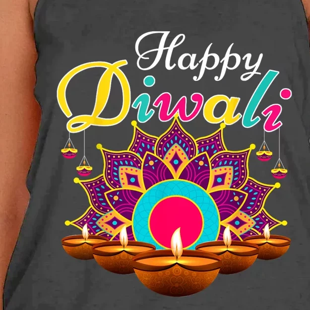 Happy Diwali Funny Festival Costume Lights Matching Family Women's Knotted Racerback Tank