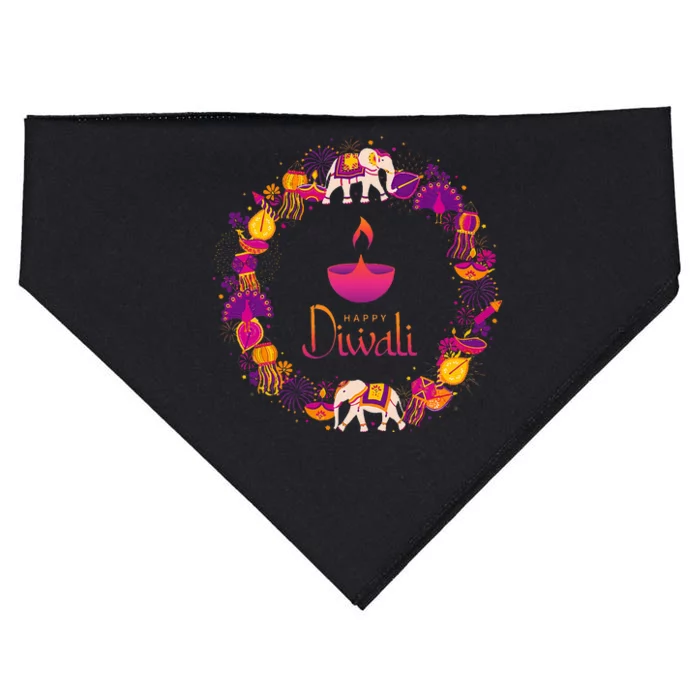 Happy Diwali Festival Of Lights Deepavali Hindu Indian USA-Made Doggie Bandana