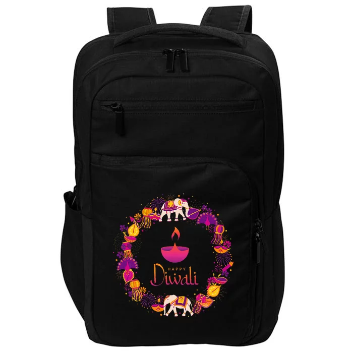 Happy Diwali Festival Of Lights Deepavali Hindu Indian Impact Tech Backpack