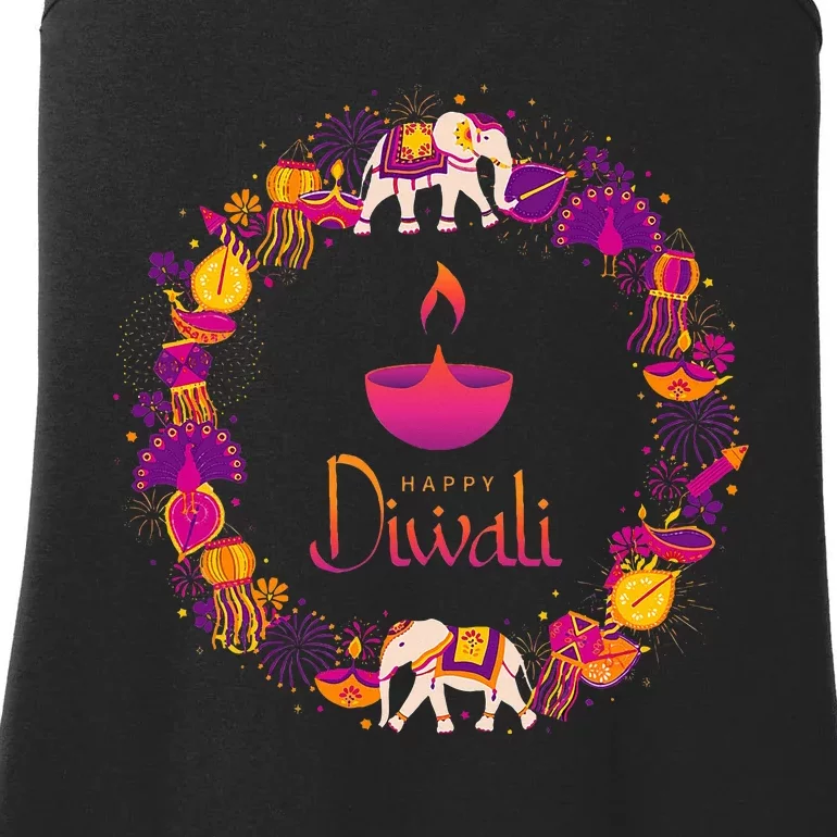 Happy Diwali Festival Of Lights Deepavali Hindu Indian Ladies Essential Tank