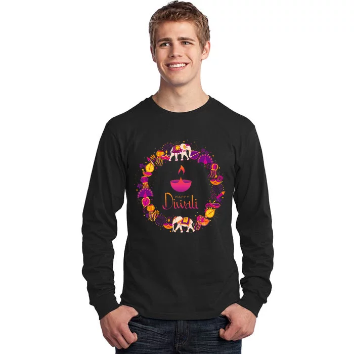 Happy Diwali Festival Of Lights Deepavali Hindu Indian Tall Long Sleeve T-Shirt