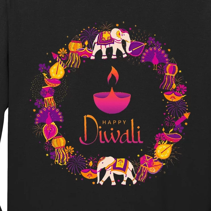 Happy Diwali Festival Of Lights Deepavali Hindu Indian Tall Long Sleeve T-Shirt