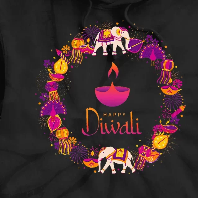 Happy Diwali Festival Of Lights Deepavali Hindu Indian Tie Dye Hoodie