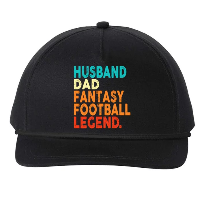 Husband Dad Fantasy Football Legend Funny Retro Diy Snapback Five-Panel Rope Hat