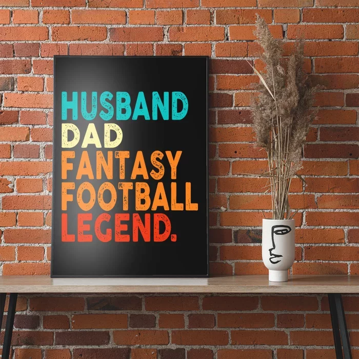 Husband Dad Fantasy Football Legend Funny Retro Diy Poster