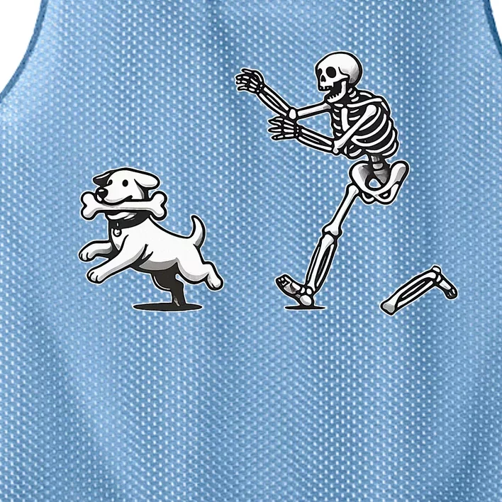 Halloween Dog Funny Skeleton Skeleton Chasing Dog Mesh Reversible Basketball Jersey Tank