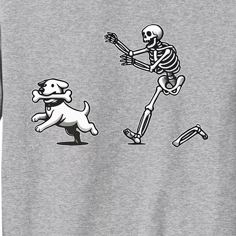 Halloween Dog Funny Skeleton Skeleton Chasing Dog Tall Sweatshirt