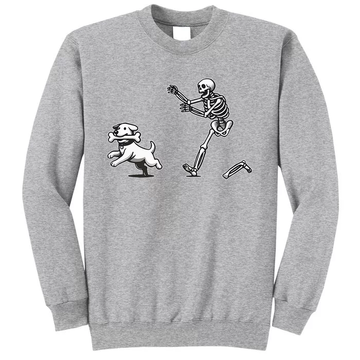 Halloween Dog Funny Skeleton Skeleton Chasing Dog Tall Sweatshirt