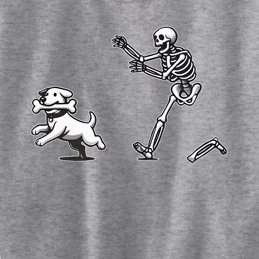 Halloween Dog Funny Skeleton Skeleton Chasing Dog Kids Sweatshirt