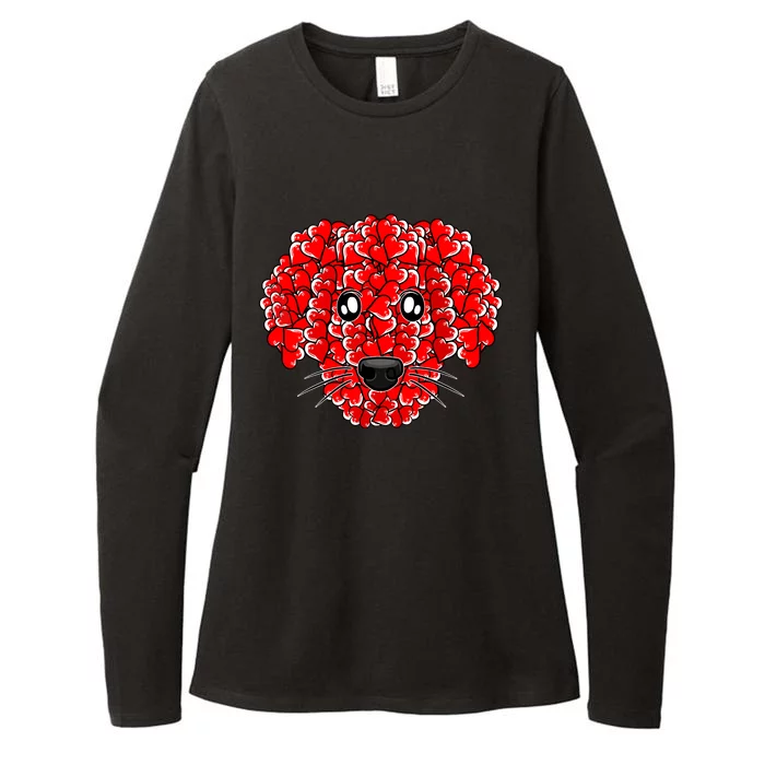 Heart Dog Face Valentines Day Cute Puppy Doggie Love Womens CVC Long Sleeve Shirt