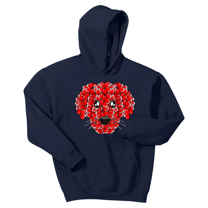 Heart Dog Face Valentines Day Cute Puppy Doggie Love Kids Hoodie