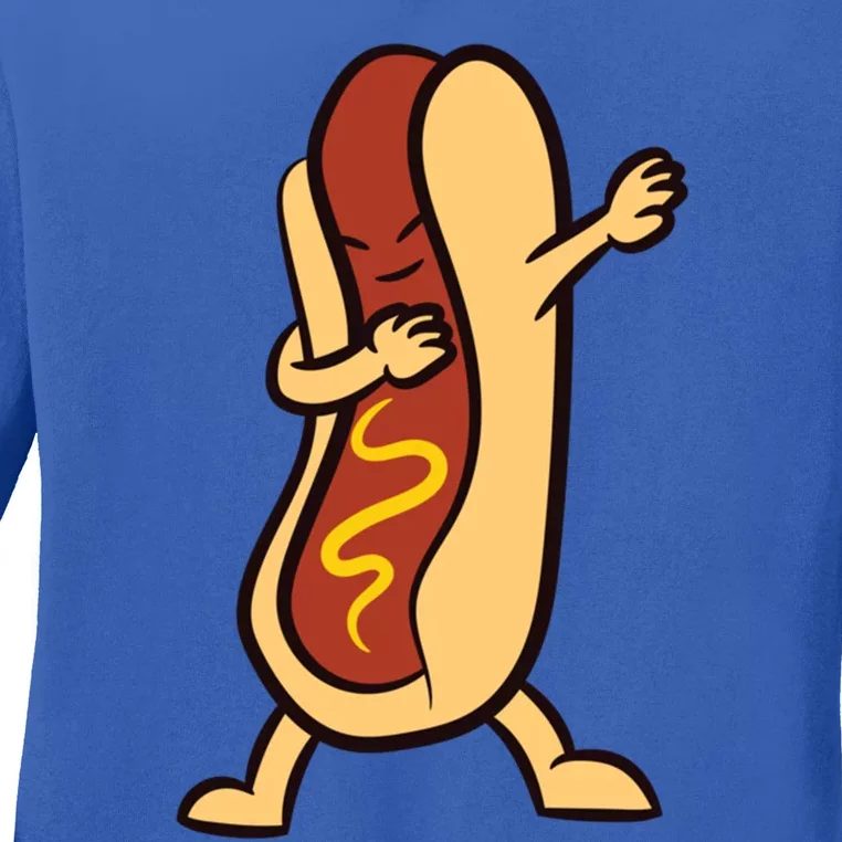 Hotdog Dabbing Funny Hot Dog Cute Gift Ladies Long Sleeve Shirt