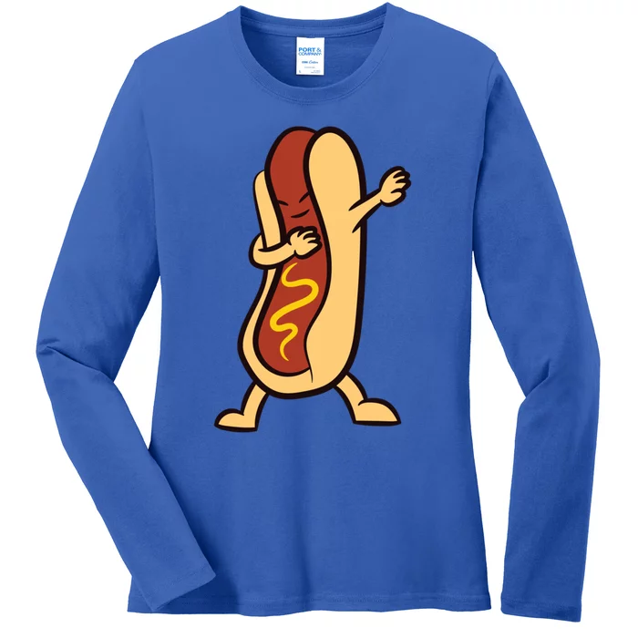 Hotdog Dabbing Funny Hot Dog Cute Gift Ladies Long Sleeve Shirt