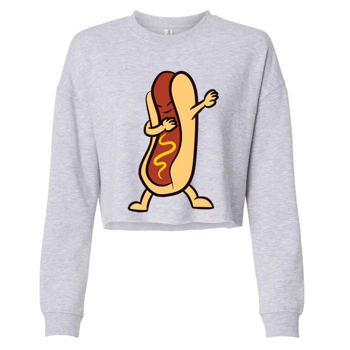 Hotdog Dabbing Funny Hot Dog Cute Gift Cropped Pullover Crew