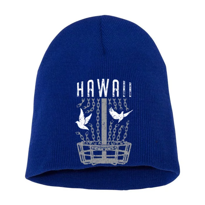 Hawaii Disc Golf Player Breaking Chains Birdie Gift Short Acrylic Beanie