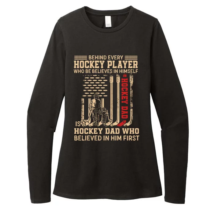 Hockey Dad Gift Hockey American Flag Happy Fathers Day Funny Gift Womens CVC Long Sleeve Shirt