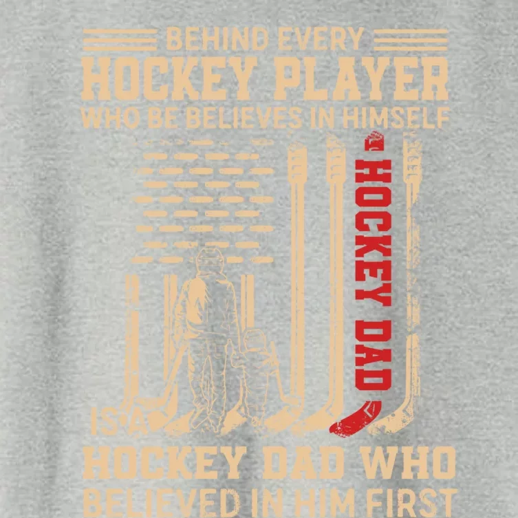 Hockey Dad Gift Hockey American Flag Happy Fathers Day Funny Gift Women's Crop Top Tee