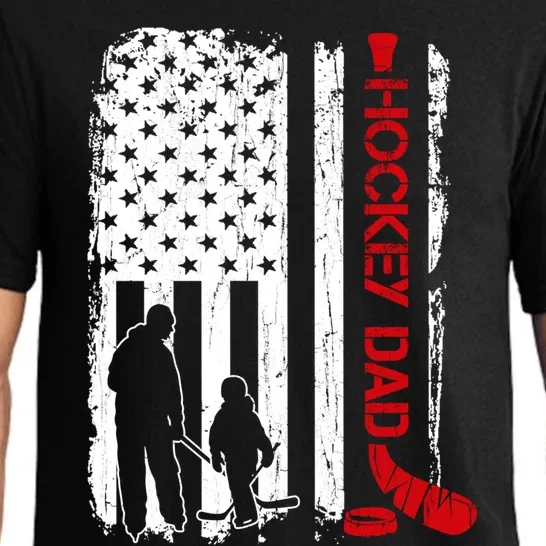 Hockey Dad Gift Hockey American Flag Gift Pajama Set