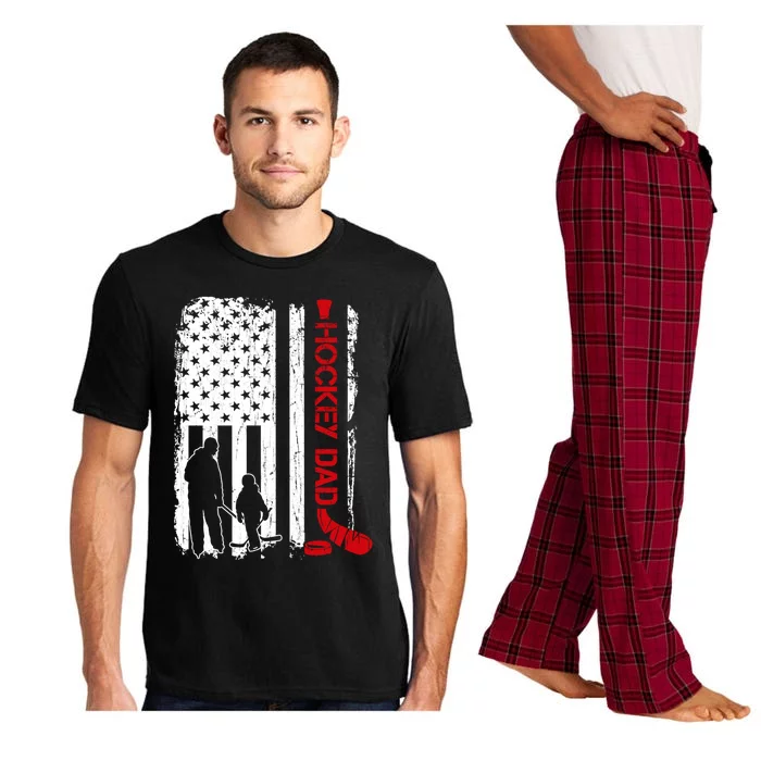 Hockey Dad Gift Hockey American Flag Gift Pajama Set