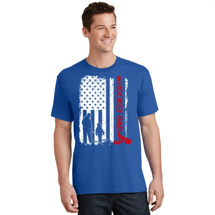 Hockey Dad Gift Hockey American Flag Gift T-Shirt