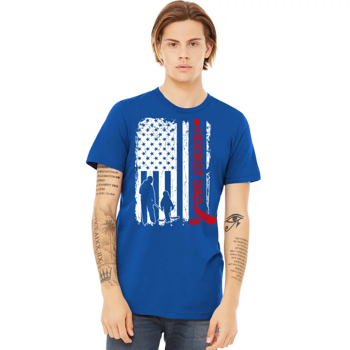 Hockey Dad Gift Hockey American Flag Gift Premium T-Shirt