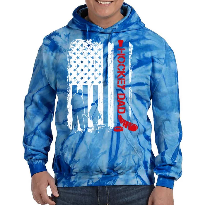 Hockey Dad Gift Hockey American Flag Gift Tie Dye Hoodie