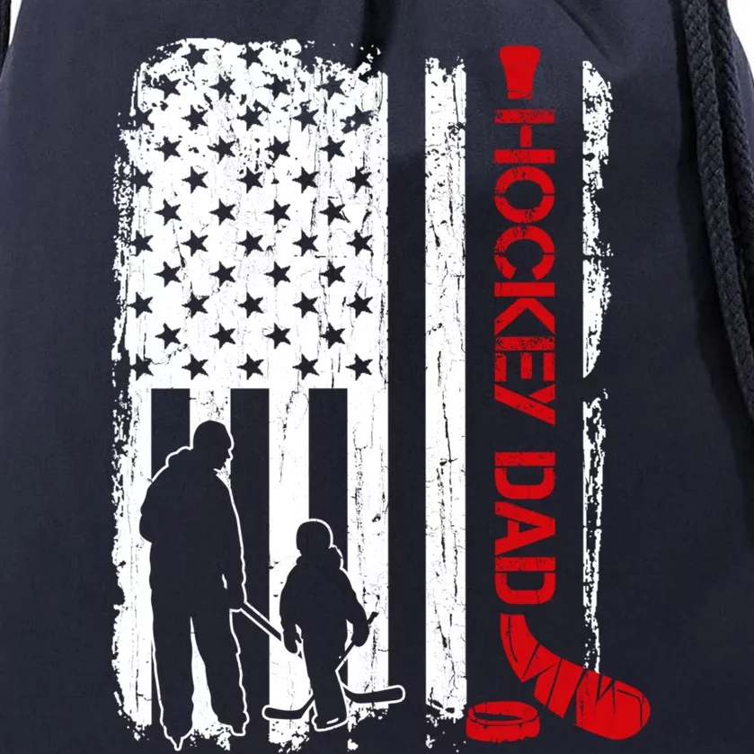 Hockey Dad Gift Hockey American Flag Gift Drawstring Bag