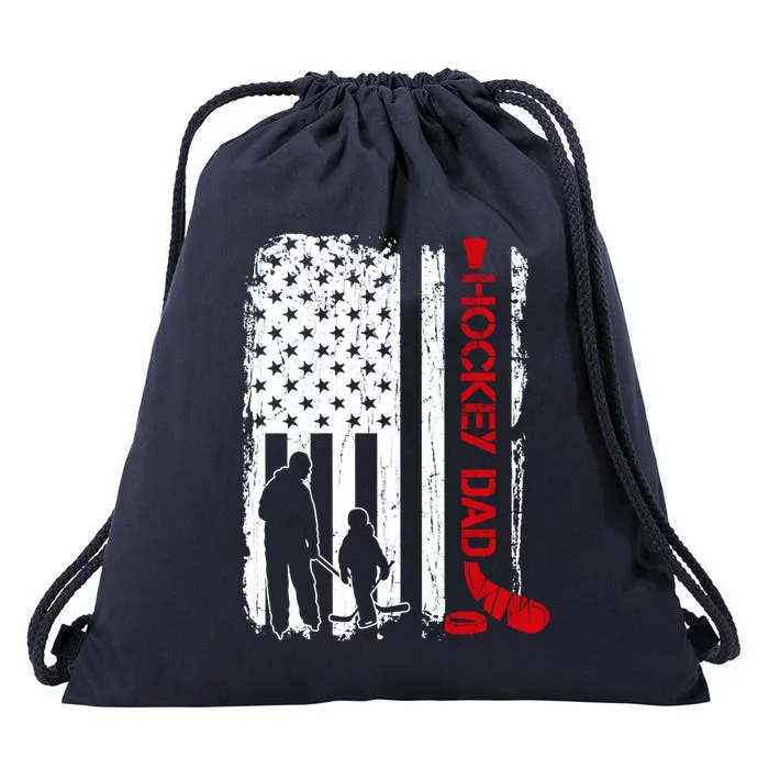 Hockey Dad Gift Hockey American Flag Gift Drawstring Bag