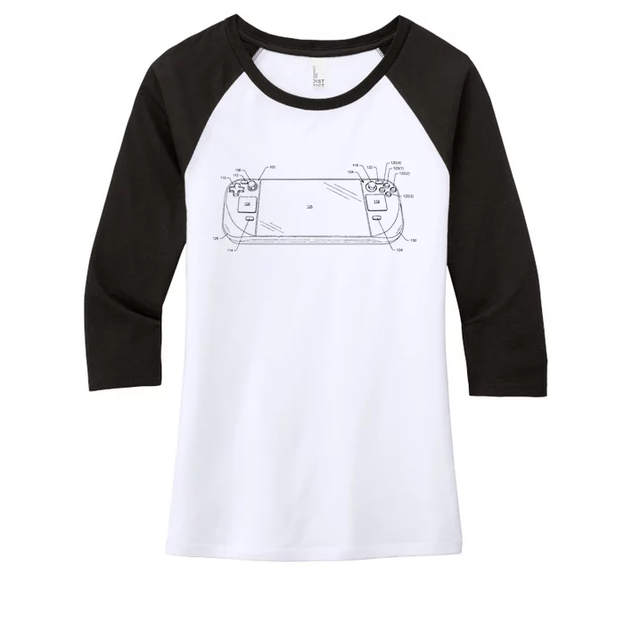 Handheld Deck Gamer Steam Women's Tri-Blend 3/4-Sleeve Raglan Shirt