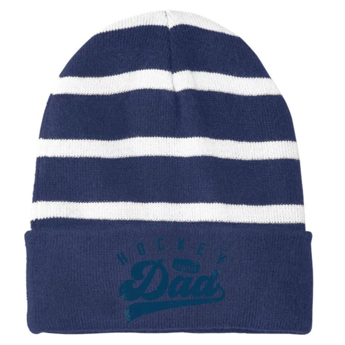 Hockey Dad Gifts Daddy Father's Day Striped Beanie with Solid Band