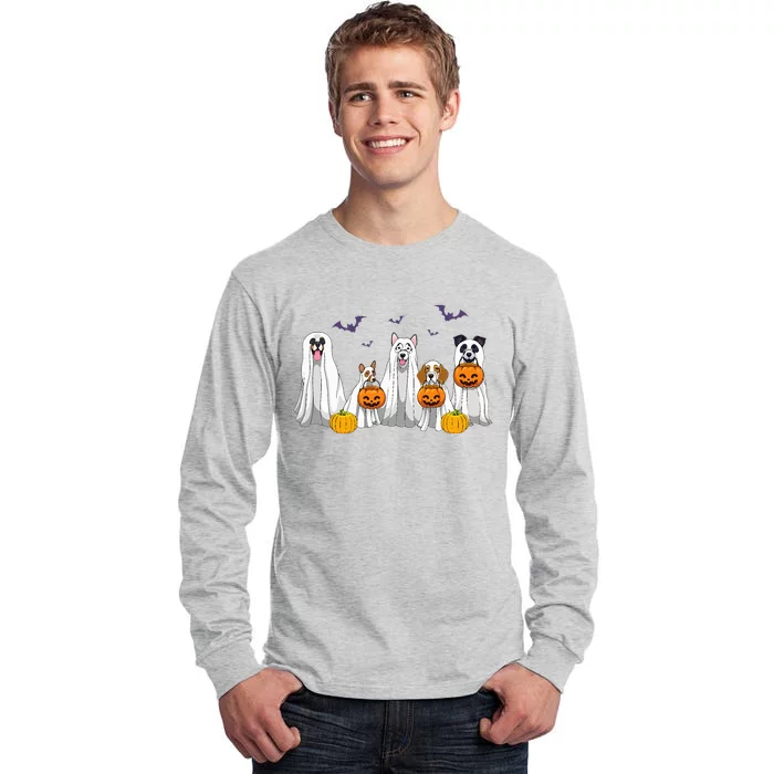 Halloween Dogs Ghost Pumpkins Spooky Tall Long Sleeve T-Shirt