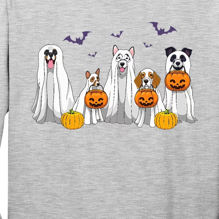 Halloween Dogs Ghost Pumpkins Spooky Tall Long Sleeve T-Shirt