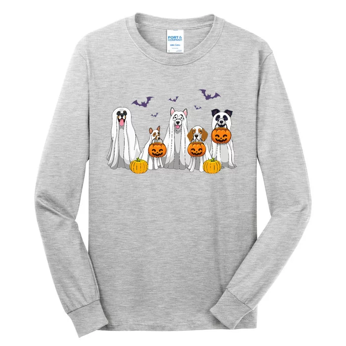 Halloween Dogs Ghost Pumpkins Spooky Tall Long Sleeve T-Shirt