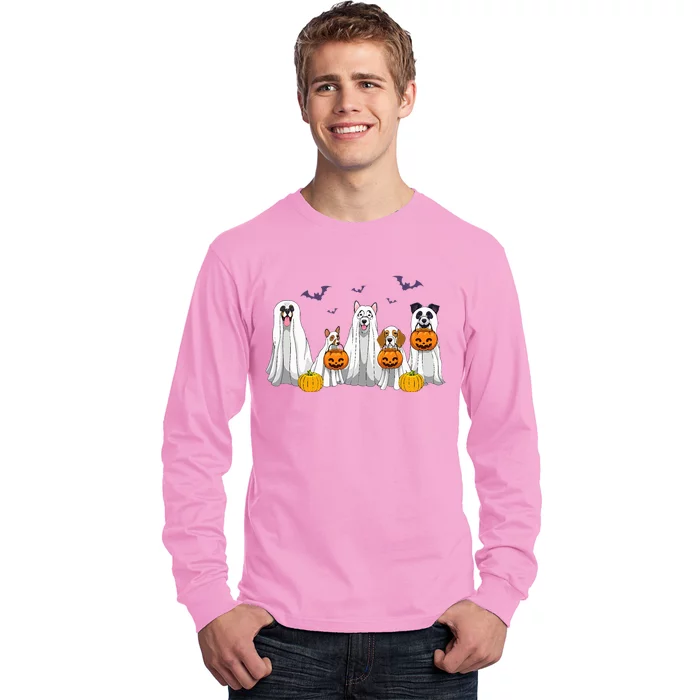 Halloween Dogs Ghost Pumpkins Spooky Long Sleeve Shirt