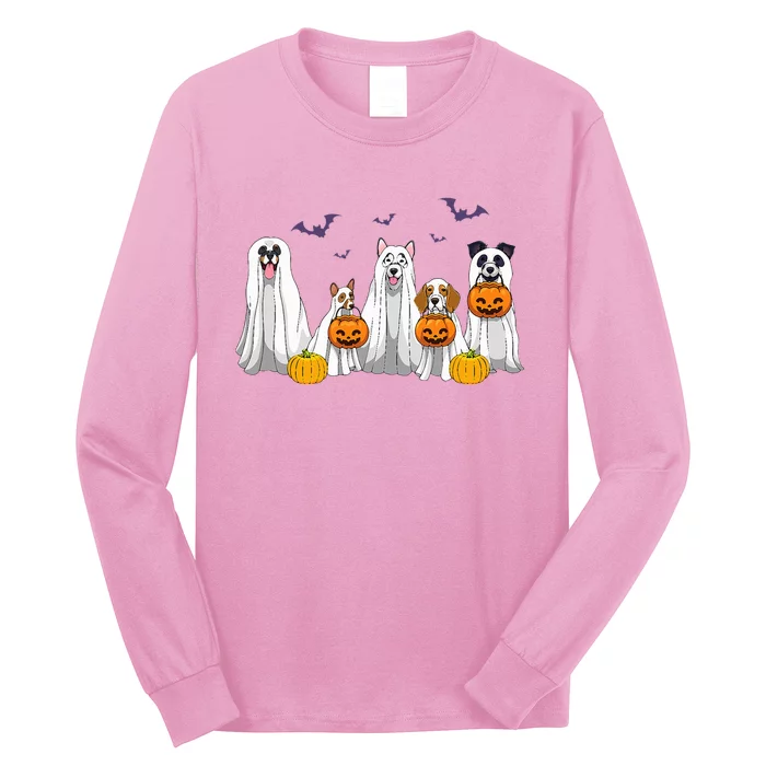 Halloween Dogs Ghost Pumpkins Spooky Long Sleeve Shirt