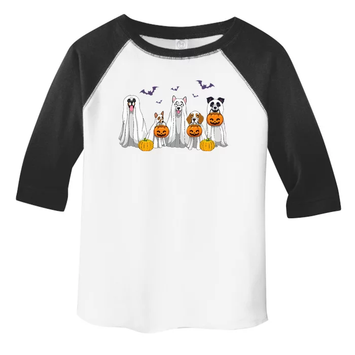 Halloween Dogs Ghost Pumpkins Spooky Toddler Fine Jersey T-Shirt