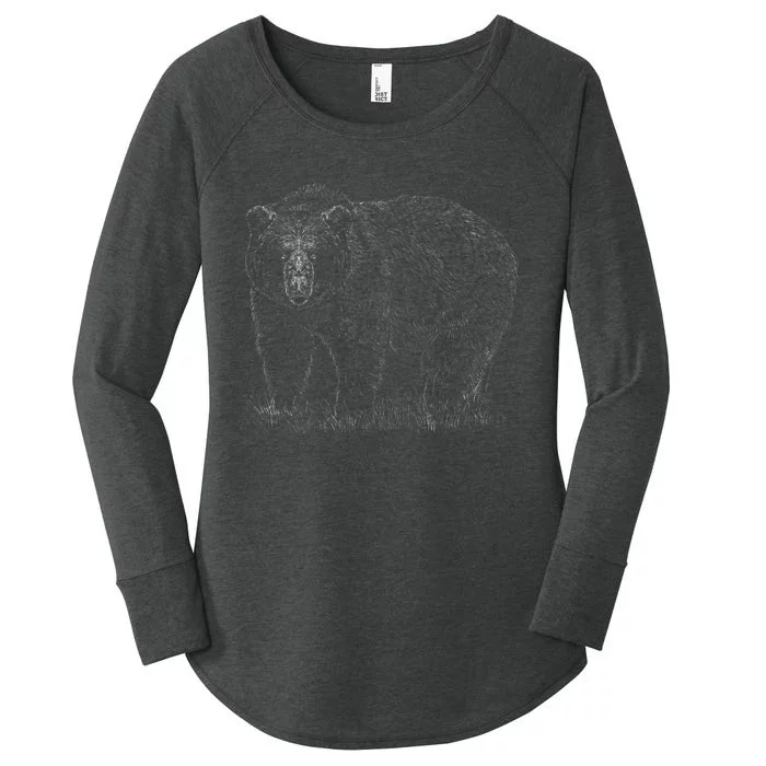 Hand Drawn Grizzly Bear Women's Perfect Tri Tunic Long Sleeve Shirt