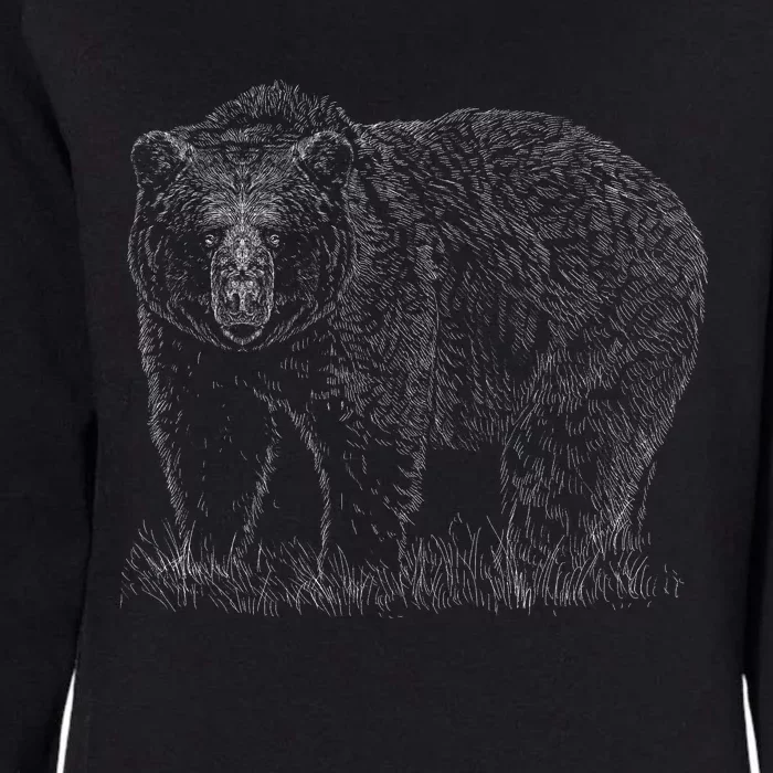 Hand Drawn Grizzly Bear Womens California Wash Sweatshirt