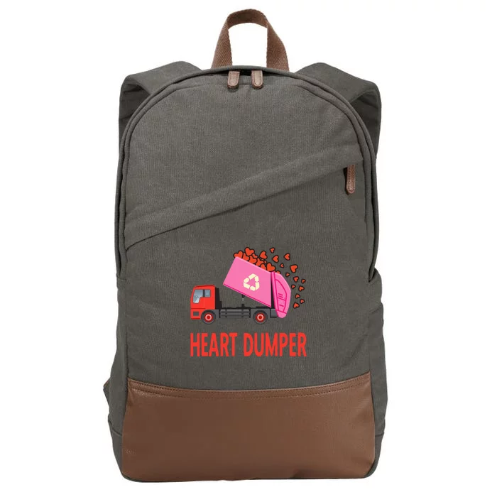 Heart Dumper Garbage Truck Valentines Day Gift Cotton Canvas Backpack