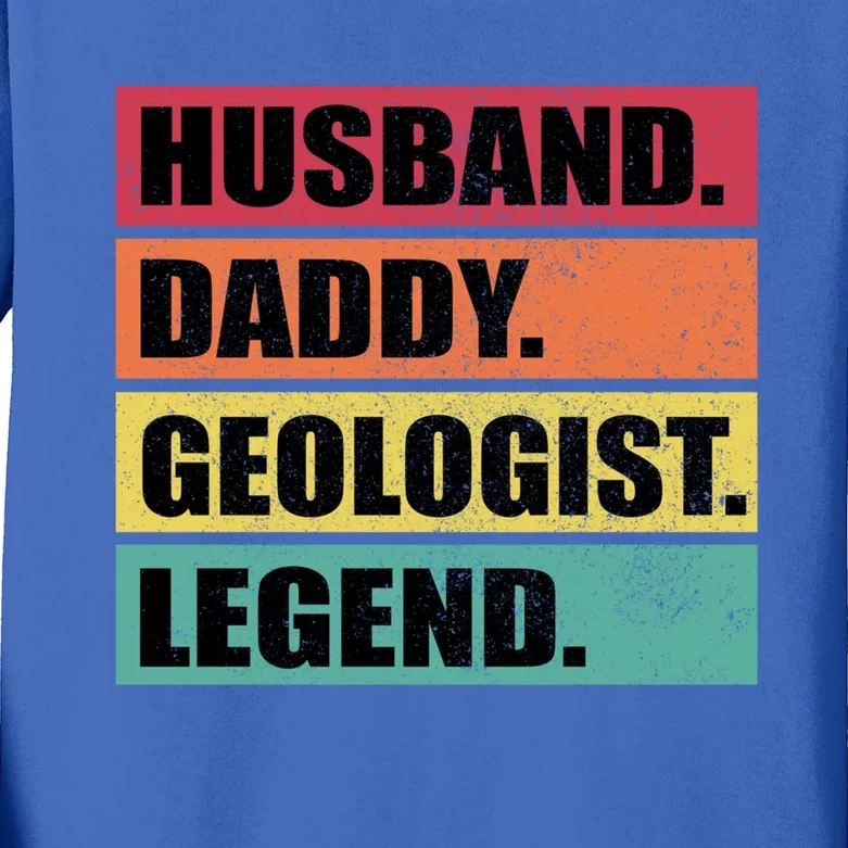 Husband Daddy Geologist Legend Retro Fathers Day Gift Kids Long Sleeve Shirt