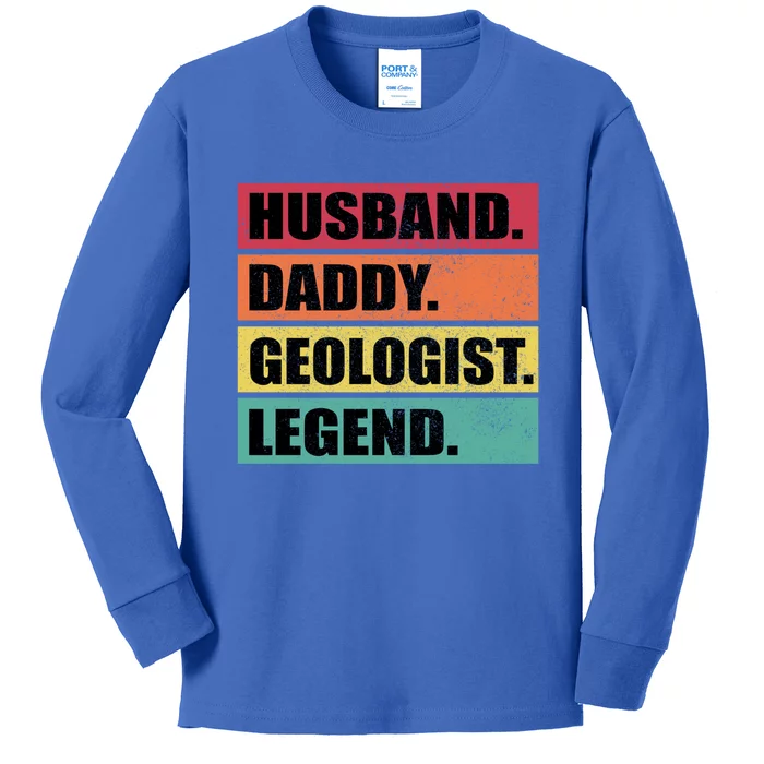 Husband Daddy Geologist Legend Retro Fathers Day Gift Kids Long Sleeve Shirt