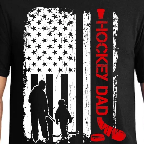 Hockey Dad Gift Hockey American Flag Pajama Set