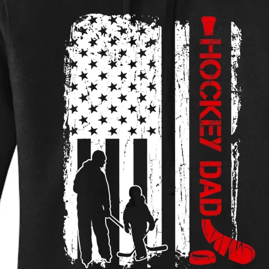 Hockey Dad Gift Hockey American Flag Women's Pullover Hoodie