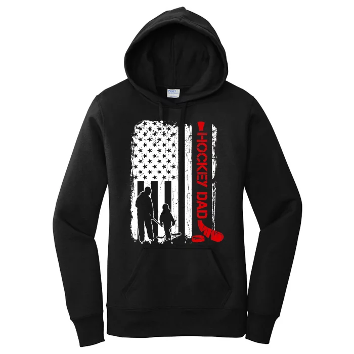 Hockey Dad Gift Hockey American Flag Women's Pullover Hoodie