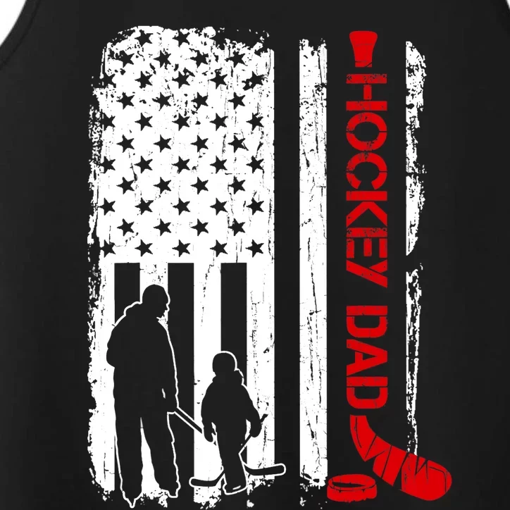 Hockey Dad Gift Hockey American Flag Performance Tank