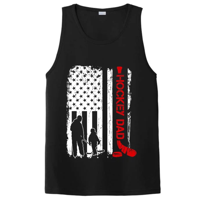 Hockey Dad Gift Hockey American Flag Performance Tank